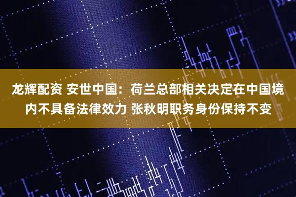 龙辉配资 安世中国：荷兰总部相关决定在中国境内不具备法律效力 张秋明职务身份保持不变
