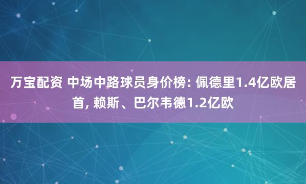 万宝配资 中场中路球员身价榜: 佩德里1.4亿欧居首, 赖斯、巴尔韦德1.2亿欧